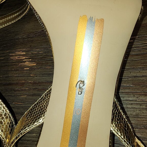 SAM EDELMAN Gemmie Strappy Stiletto Dress Sandals AMBER GOLD METALLIC 10M - Picture 7 of 13